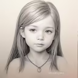 an artistic rendering of a young girl with blonde hair