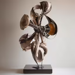 a sculpture made of various things is shown