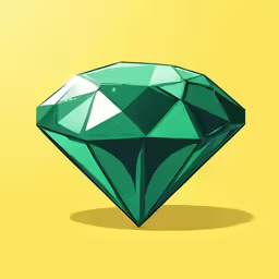 the emerald green diamond is on the yellow background