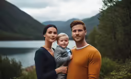 a man and a woman are holding their small child