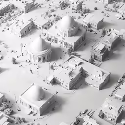 an aerial view of houses and buildings on a large scale