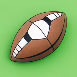 a football on a green surface, with a white outline