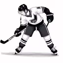 a drawing of a hockey player with a stick in his hand,an image of a hockey player playing the puck