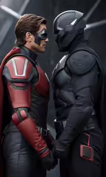 two figurines, one of the heros talking to each other