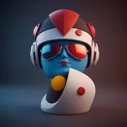 a 3d avatar with headphones on
