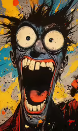 a painting of a man with a bloody face
