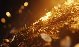 gold metallic colored details make up this shiny material