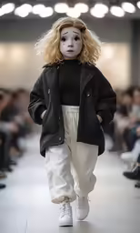 the face of a doll on the runway