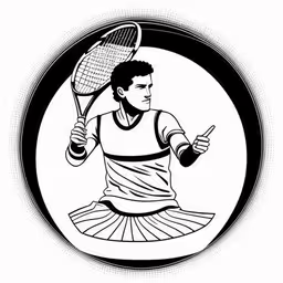 a black and white photo of a person holding a tennis racket,a black and white image of a tennis player holding a racket,an old school drawing of a tennis player,a woman is holding a tennis racket and pointing at something,a man in black and white holding a tennis racquet