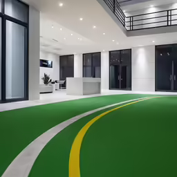 an empty meeting space in a office building