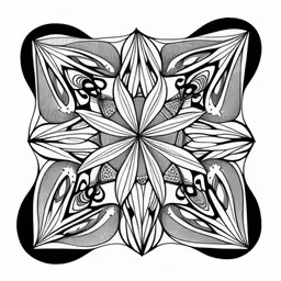 the design, in black and white, is featured for coloring book pages,a black and white drawing of an intricate design