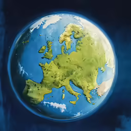 the globe shows europe and europe, and it has no land in it