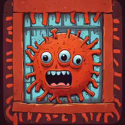 an orange monster face inside an orange window