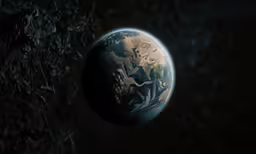 a view of earth from space looking at its current size