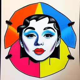 a cut up picture of a lady