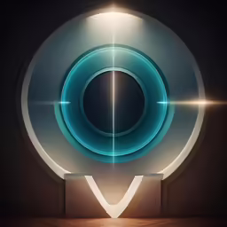 an illustration of a bright circle with blue lights