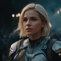 a woman wearing armor in a movie