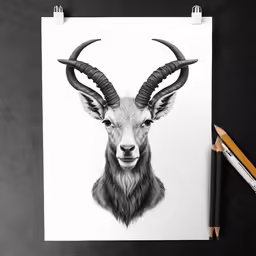 a drawing of an animal is displayed on a paper