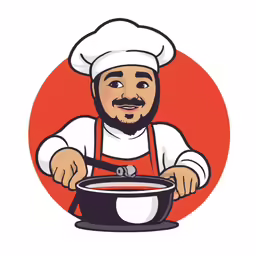 chef cooking with spoon in pot of soup
