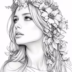 a young woman with flowers in her hair