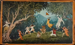 several children and adults playing in the field