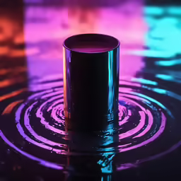 a shiny candle sits in the middle of a colorful circle