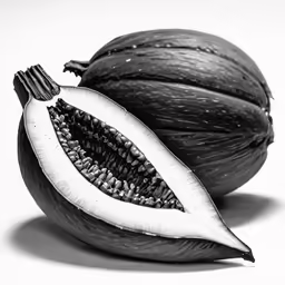 the pods on the nutplant are black and white