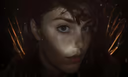 an artistic image of a woman with blue eyes