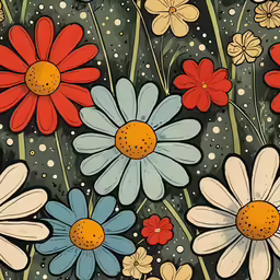 some colorful flowers are on a black background