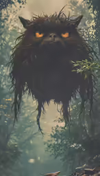 a large bird standing in the middle of a forest