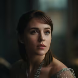 the young lady in a silver dress poses for the camera