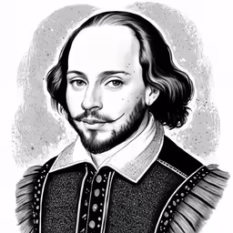 a portrait of william shakespeare in black and white