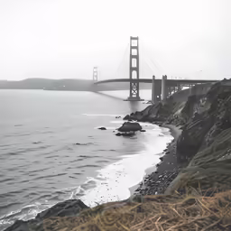 a large bridge over the ocean in front of the water