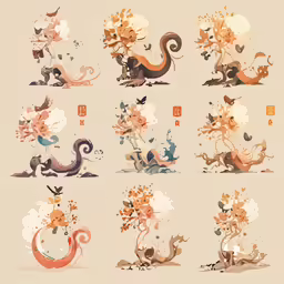 a chinese painting depicts different types of flowers