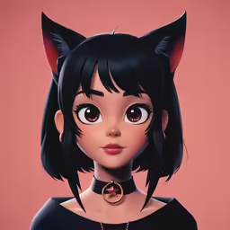 cartoon girl with a black dress on her left shoulder