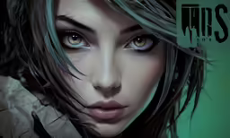 an image of a girl with long hair and green eyes
