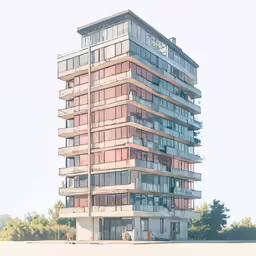 a tall building sitting on top of a beach