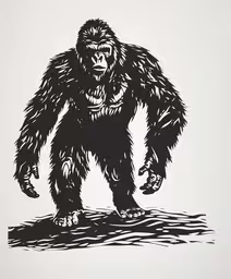 a big furry monkey sticker next to a wall,a gorilla sticker on the side of a wall