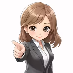 an anime girl pointing out her left hand