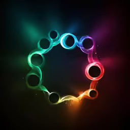 a circle consisting of multicolored light circles