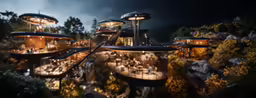 an upside down restaurant in the middle of the woods