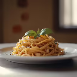 some spaghetti noodles that are sitting on a plate