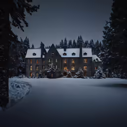a big home that has snow on the ground