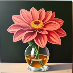 painting of a flower and oil on canvas,an oil painting of a flower in a vase