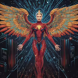 a painting of a woman in an angel costume