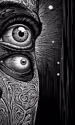 an abstract drawing of a man with his eyes open