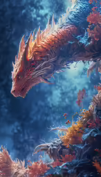 a painting of a dragon rising from the deep water