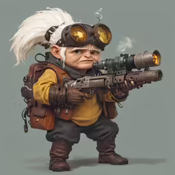 a character wearing a helmet, with a weapon, on a white background