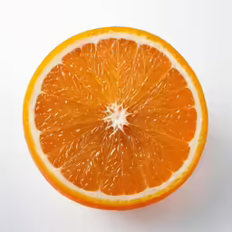 there is an orange sliced in half
