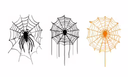 three different halloween spider web designs